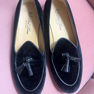 Del Toro Black Velvet Tassel Loafers